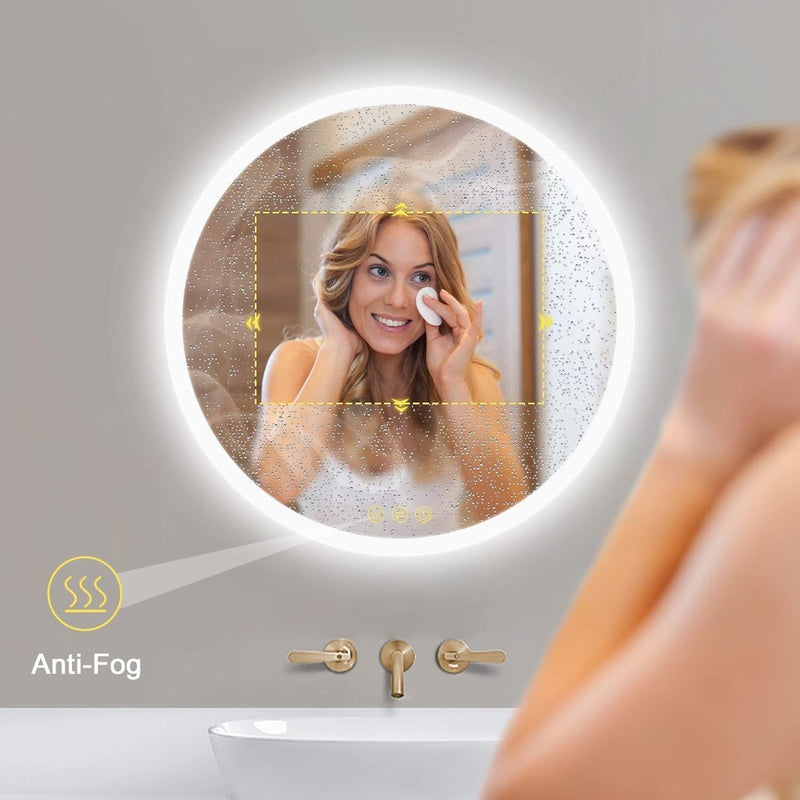 ICYWANG Round Bathroom Mirror with Light 400 mm