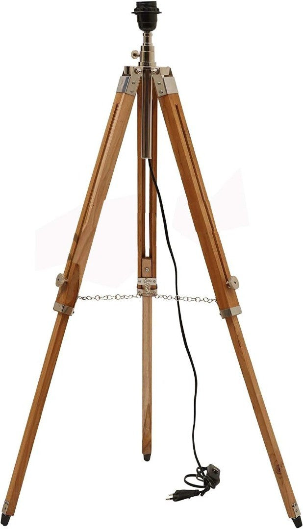 Wooden Tripod Floor Lamp Natural Finish Decor