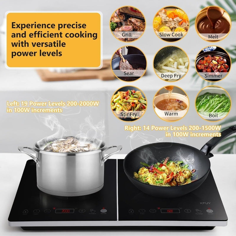 Portable Double Induction Hob - 3500W - 21 Temperature Levels KPUY