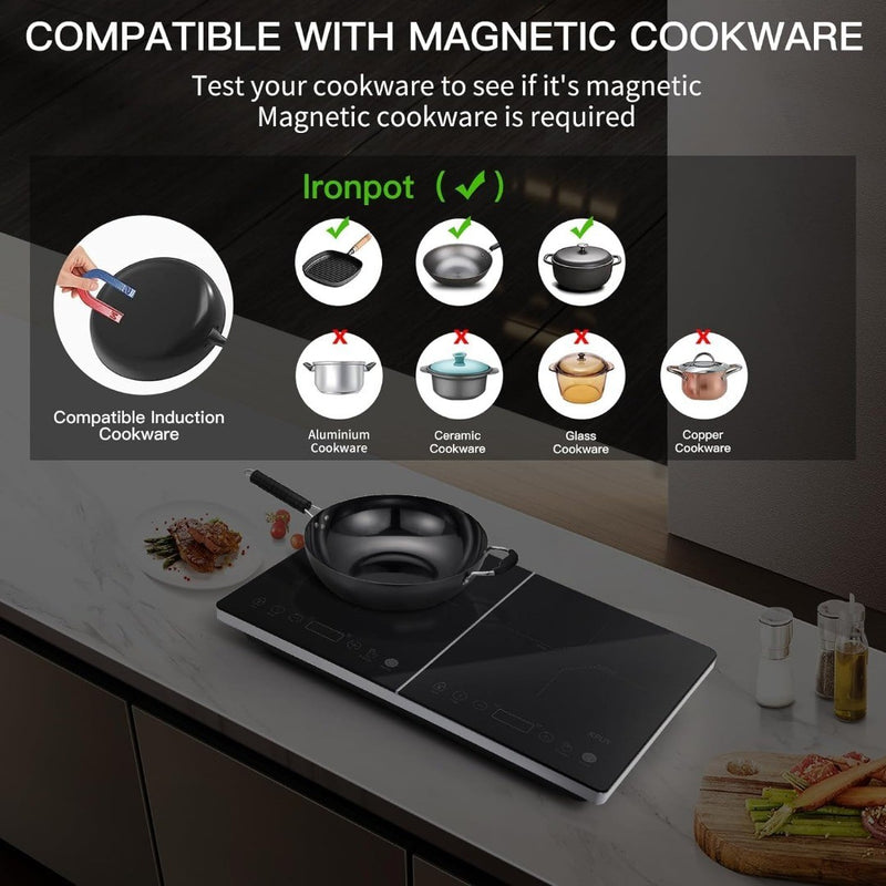 Portable Double Induction Hob - 3500W - 21 Temperature Levels KPUY