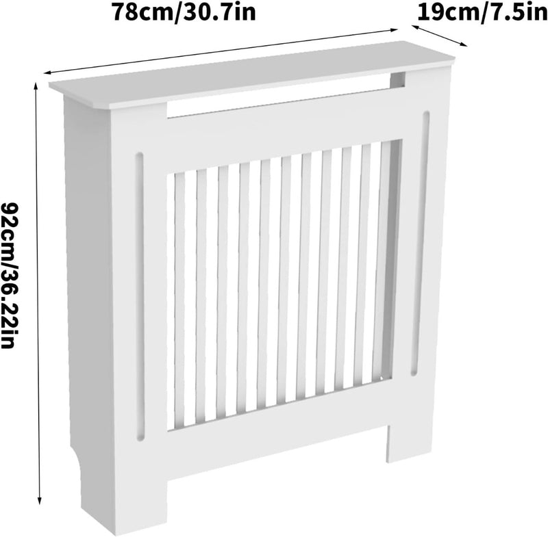 High Radiator Cover Wood Cabinet White Small