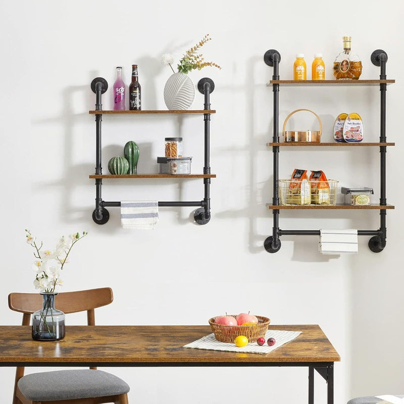 2-Tier Wall Shelves with Towel Rack - YMYNY