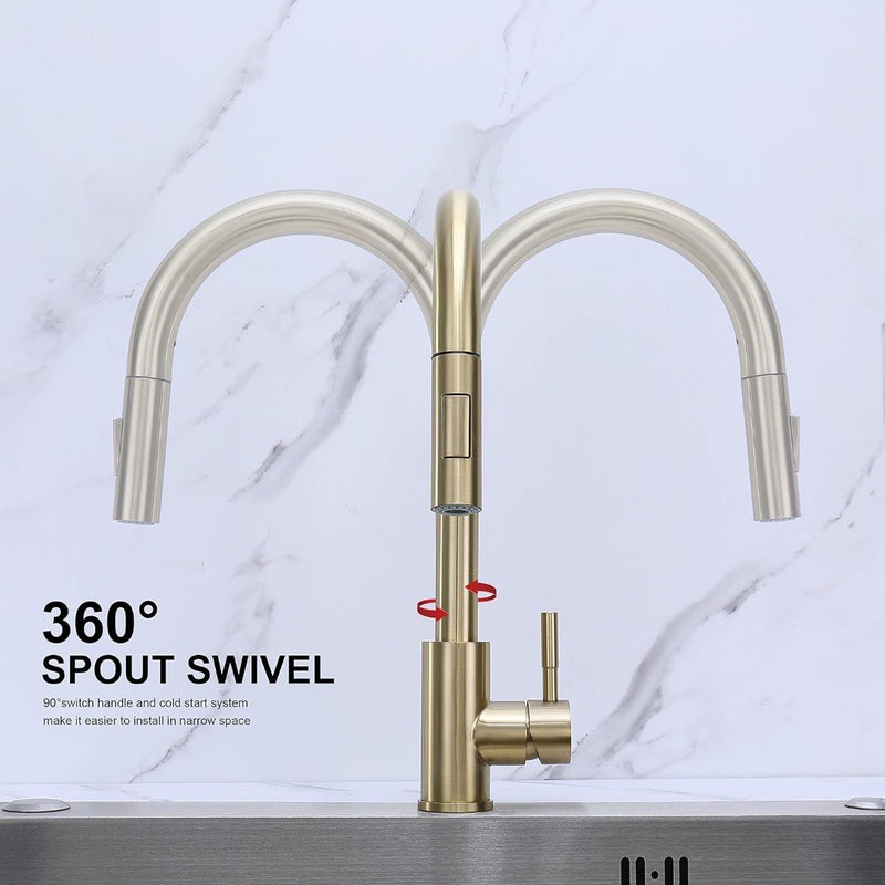 Assiniboine Brushed Gold Kitchen Sink Tap