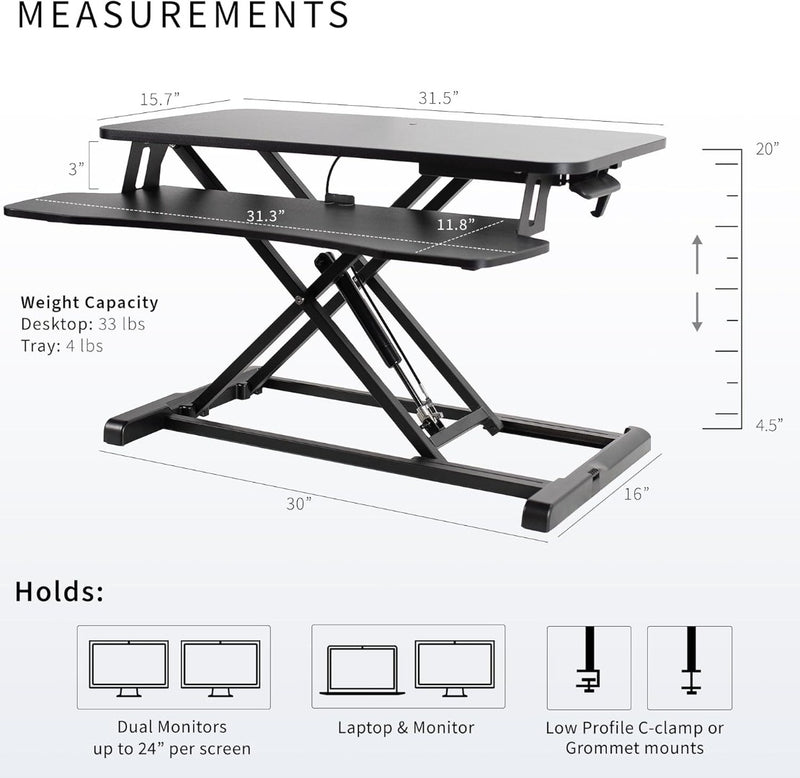 Standing 81cm Desk Converter Height Adjustable