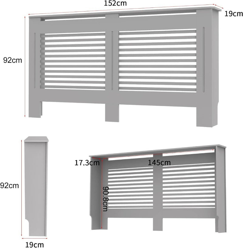 High Radiator Cover Wood Cabinet Grey Large