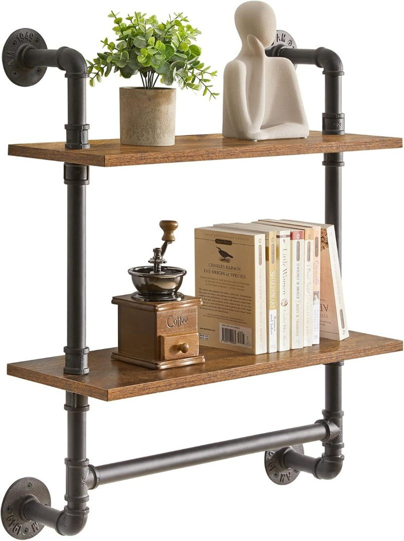 2-Tier Wall Shelves with Towel Rack - YMYNY