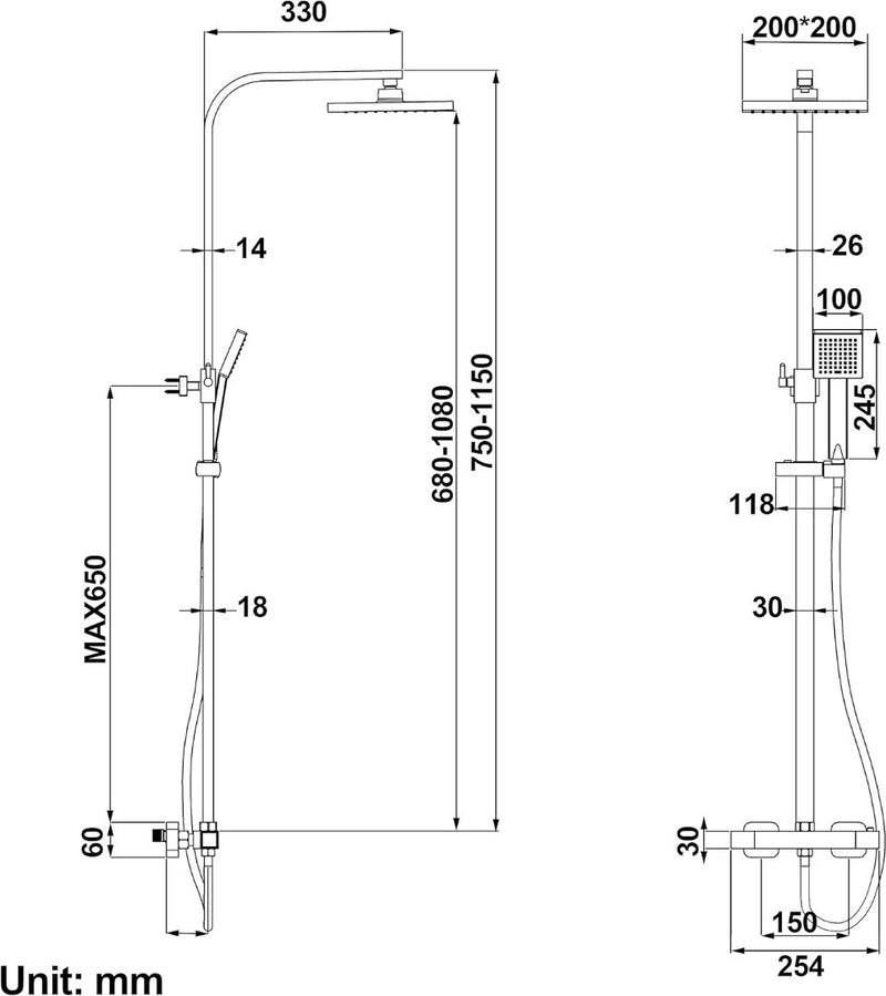 Chrome Thermostatic Shower System