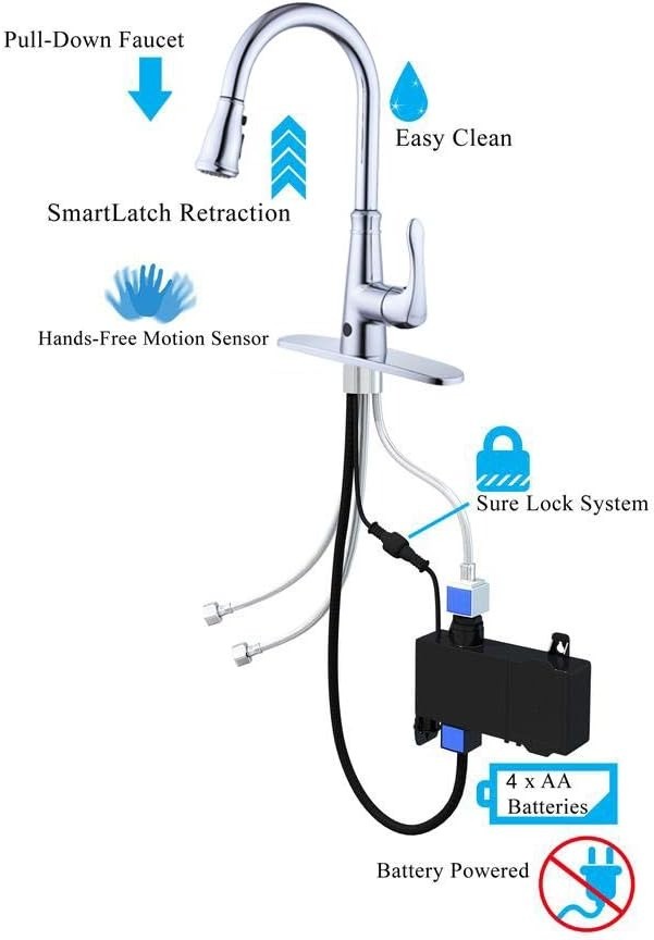 Double Sensor Pull-Down Mixer Tap Chrome