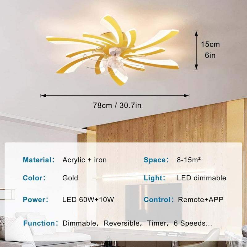 6 Head Ceiling Fan Light, 60W Ceiling Fan Lights with Remote Control