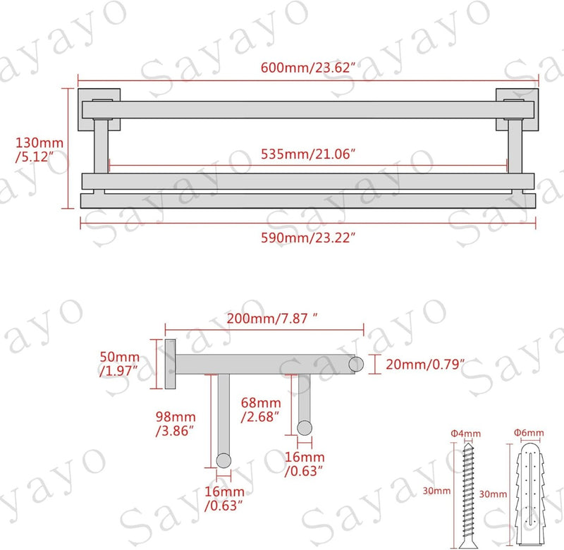 Brushed Nickel Wall Mounted Towel Rail