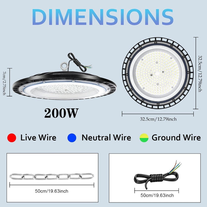 200W UFO LED High Bay Light x4 ZXICH