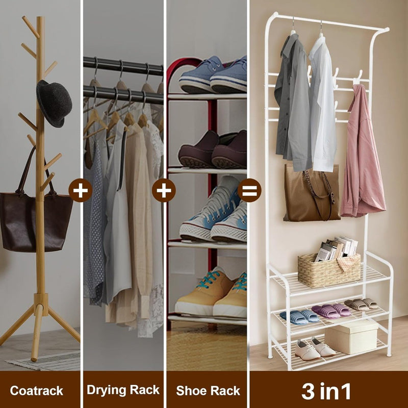 Innotic Coat Rack Stand with Shoe Rack 16 Hooks