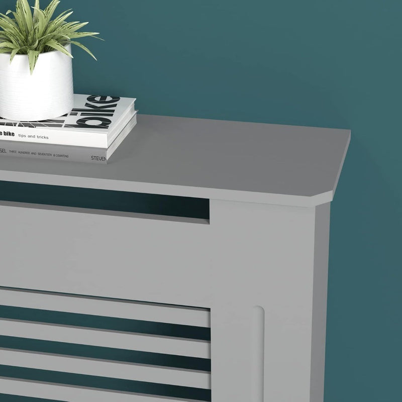 High Radiator Cover Wood Cabinet Grey Large