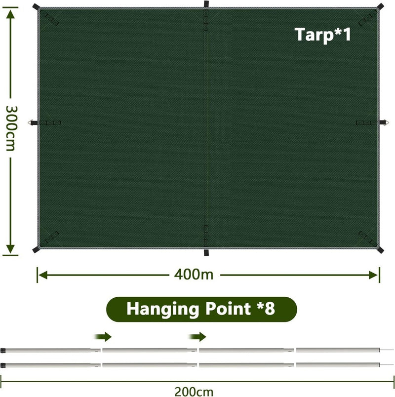 GEEDIAR Camping Tarp with Poles