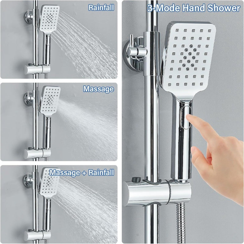 Rozin Shower System Set Chrome with Square Shower head