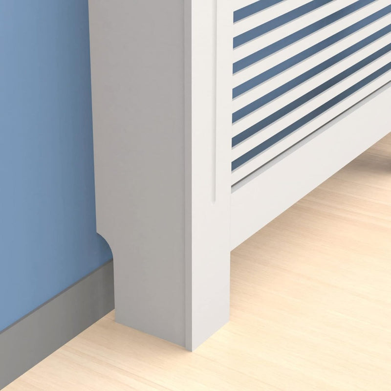 White MDF Radiator Cover with Vertical Slats