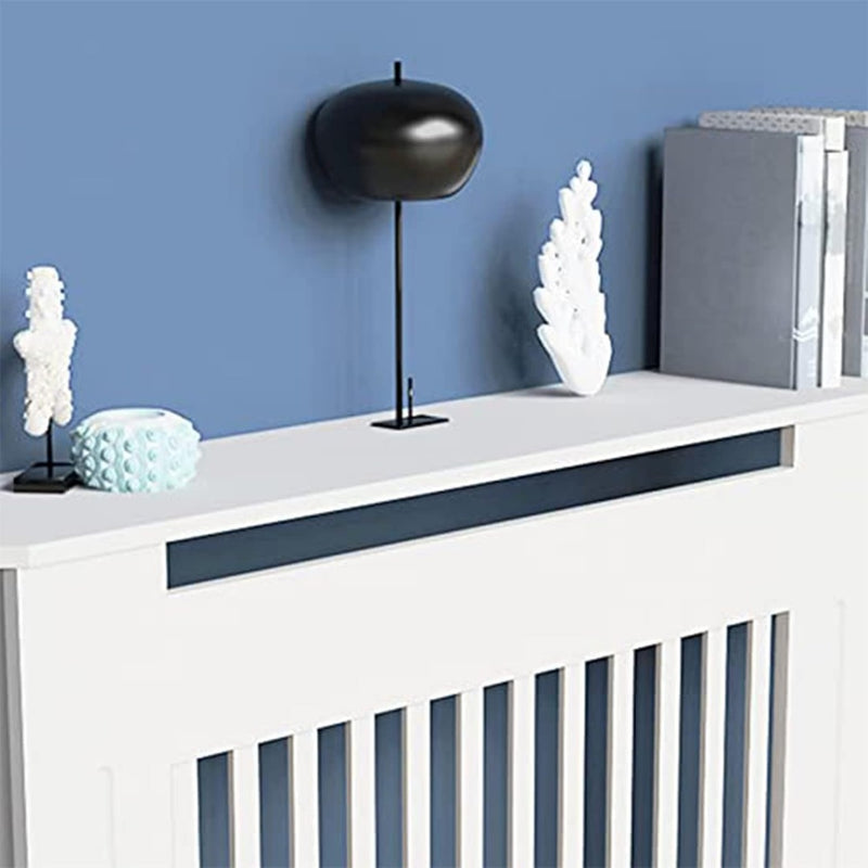 White MDF Radiator Cover with Vertical Slats