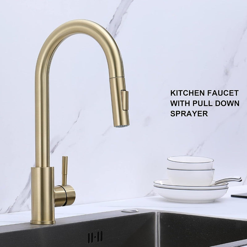 Assiniboine Brushed Gold Kitchen Sink Tap