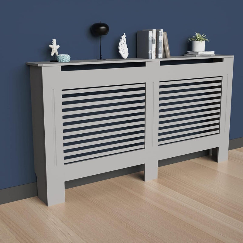 High Radiator Cover Wood Cabinet Grey Large