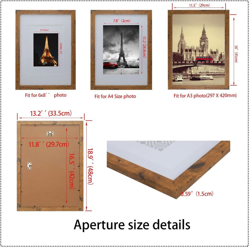 A3 Wood Photo Frames - 3Pcs