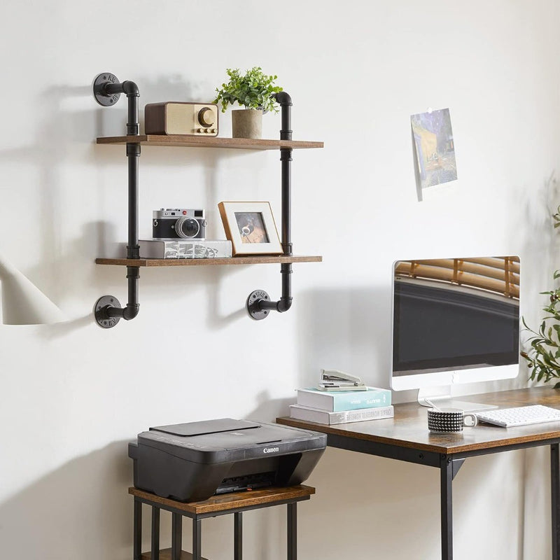 YMYNY 2-Tier Industrial Pipe Wall Mount Shelves