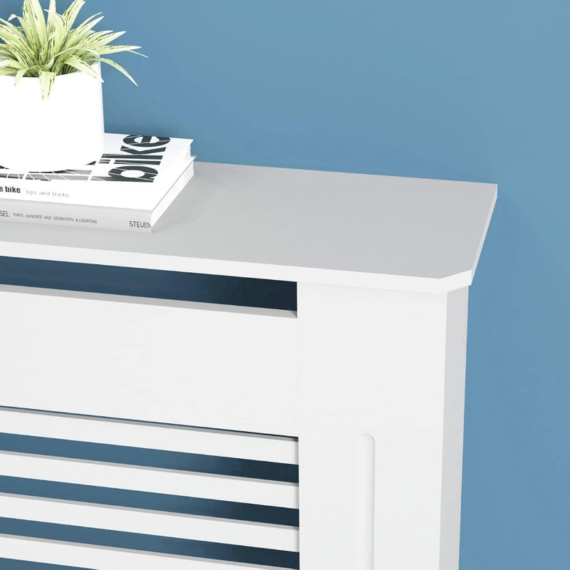 White MDF Radiator Cover with Vertical Slats