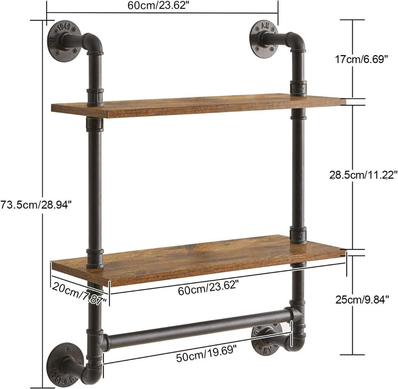 2-Tier Wall Shelves with Towel Rack - YMYNY