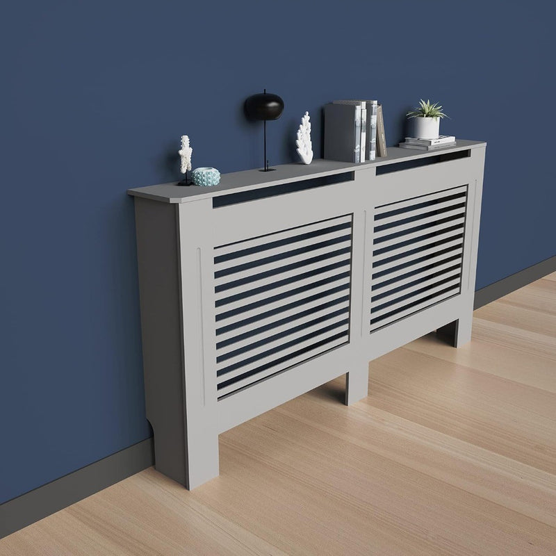 High Radiator Cover Wood Cabinet Grey Large