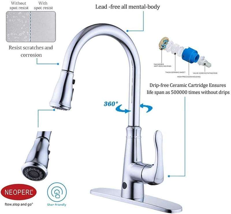 Double Sensor Pull-Down Mixer Tap Chrome