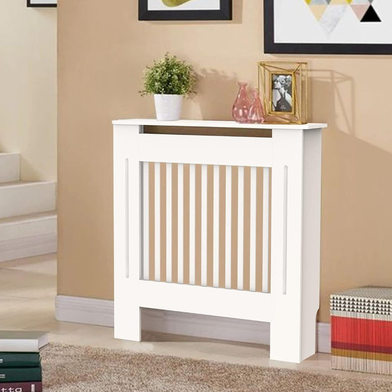 High Radiator Cover Wood Cabinet White Small