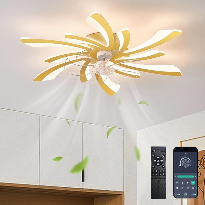 6 Head Ceiling Fan Light, 60W Ceiling Fan Lights with Remote Control