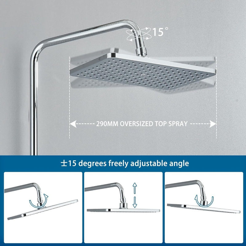 Rozin Shower System Set Chrome with Square Shower head