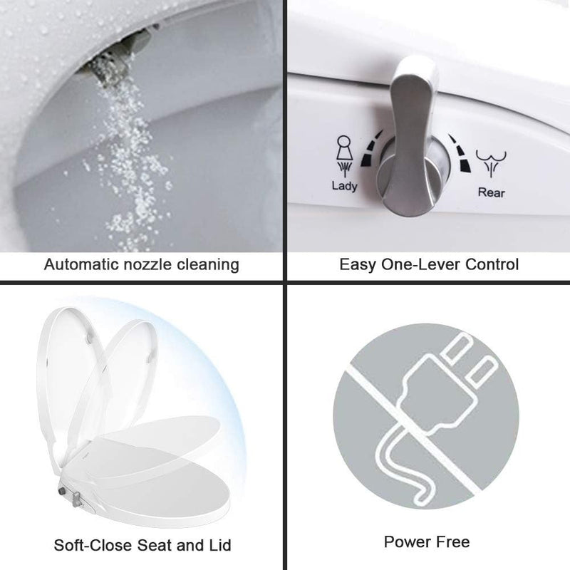 Toilet Seat Bidet w/ Non Electric Self Cleaning