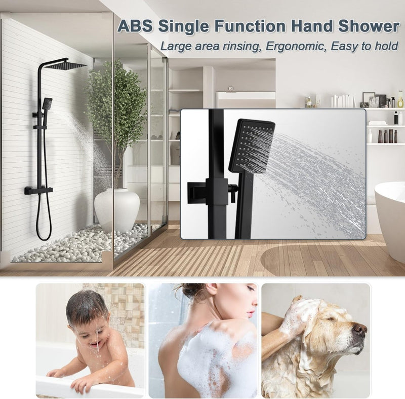 Waterfall Shower Set Wall Mount Black Matte