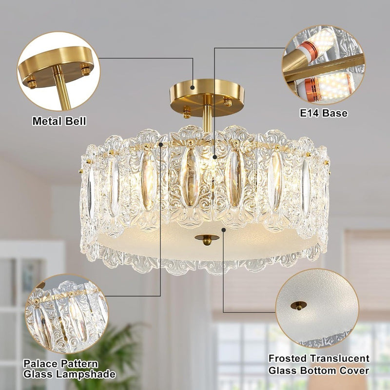 Depuley 15" Modern Chandeliers, 5-Light Gold E14 Bulbs