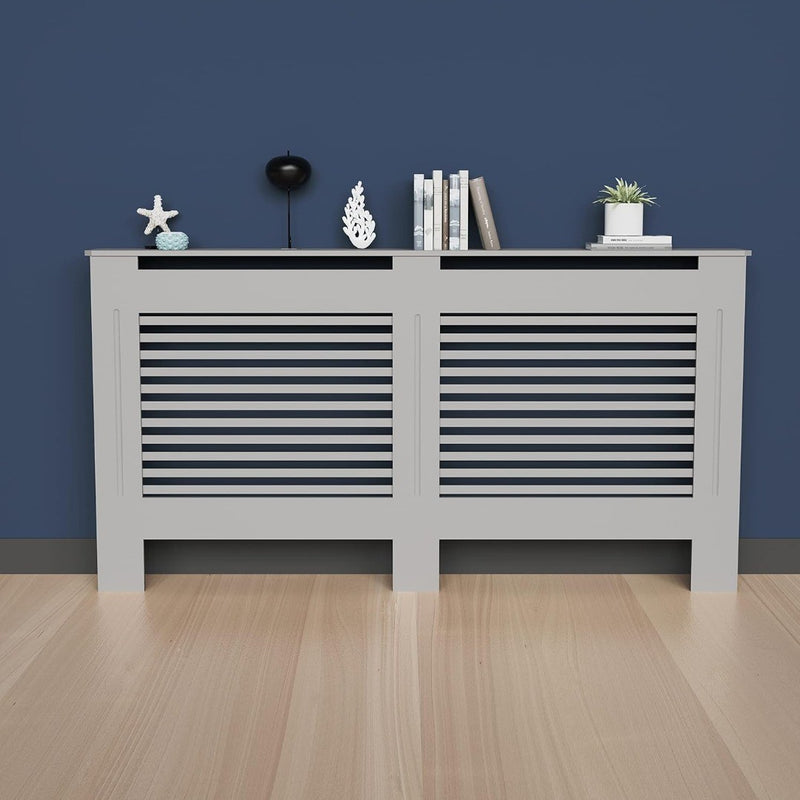 High Radiator Cover Wood Cabinet Grey Large