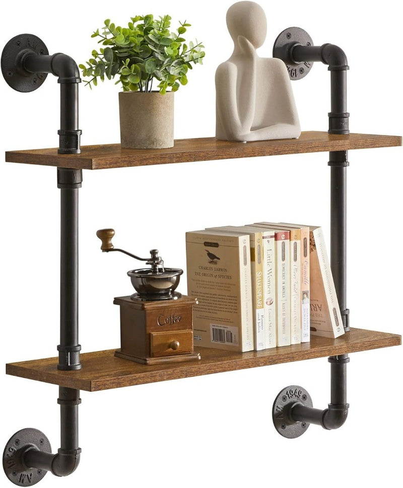 YMYNY 2-Tier Industrial Pipe Wall Mount Shelves