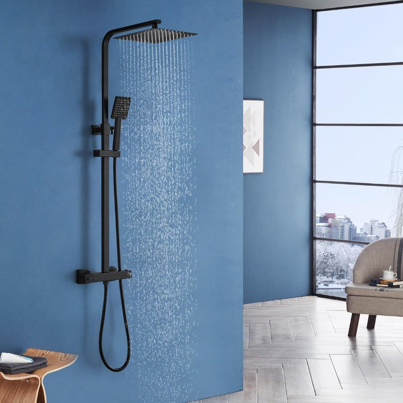 Waterfall Shower Set Wall Mount Black Matte