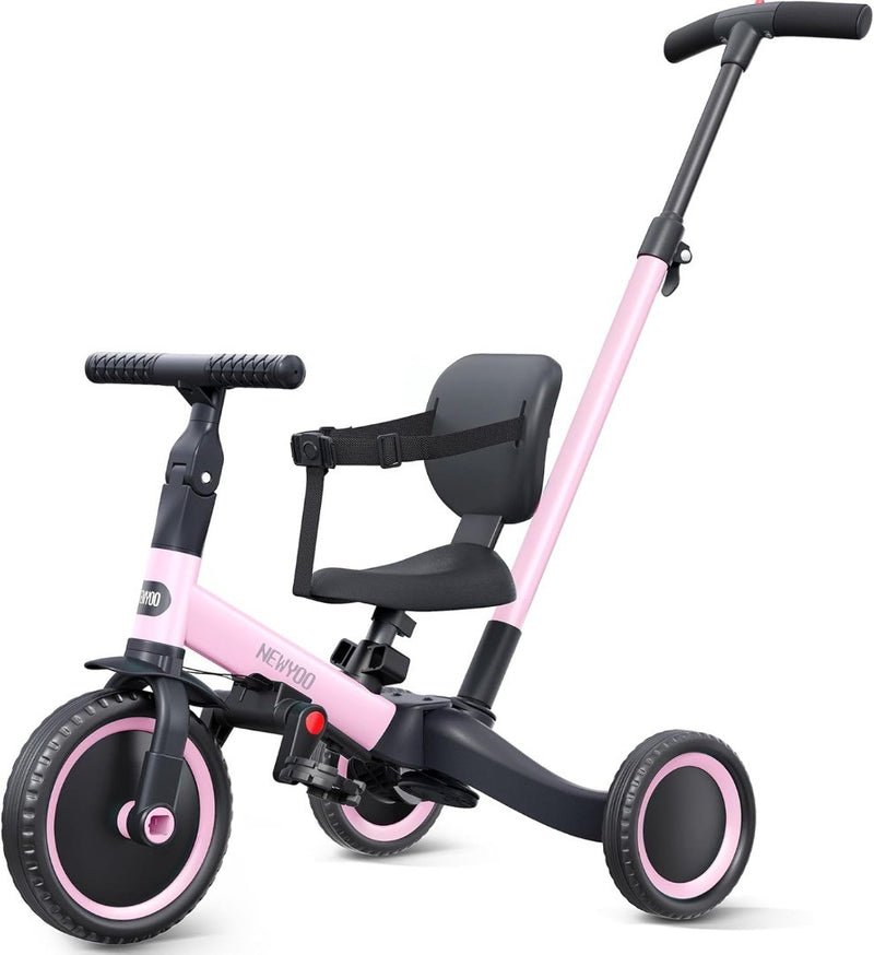 Trike with Parent Handle for 1-3 Year Old Pink