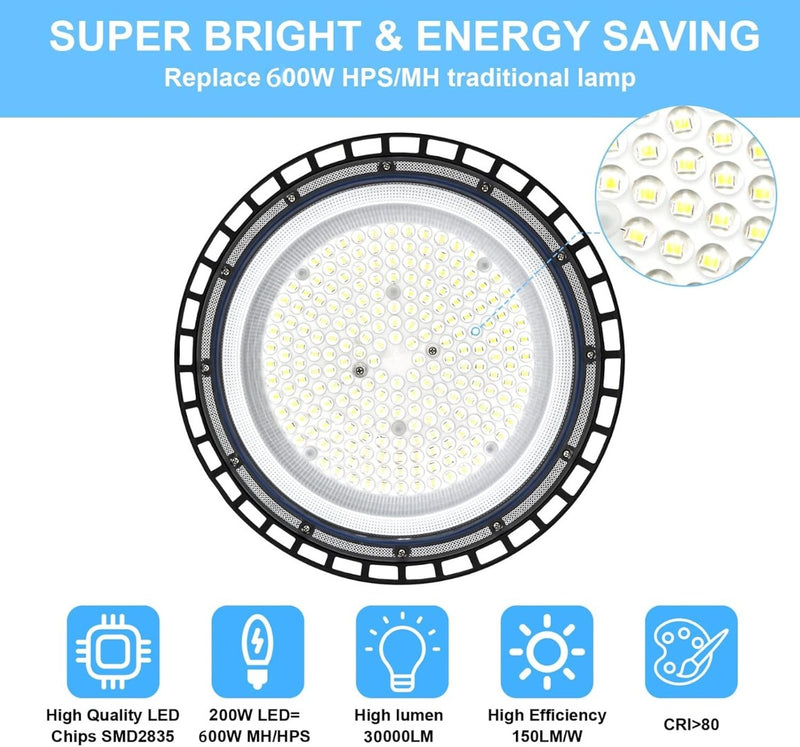 200W UFO LED High Bay Light x4 ZXICH