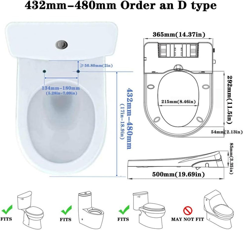 Toilet Seat Bidet w/ Non Electric Self Cleaning