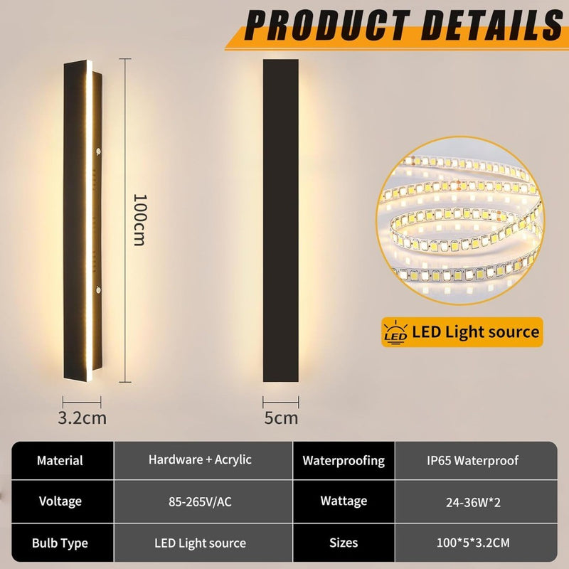 Outdoor Wall Lamp 100cm Brightness Adjustable