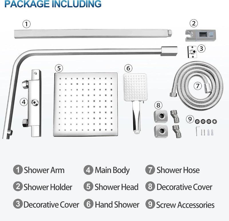 Chrome Thermostatic Shower System