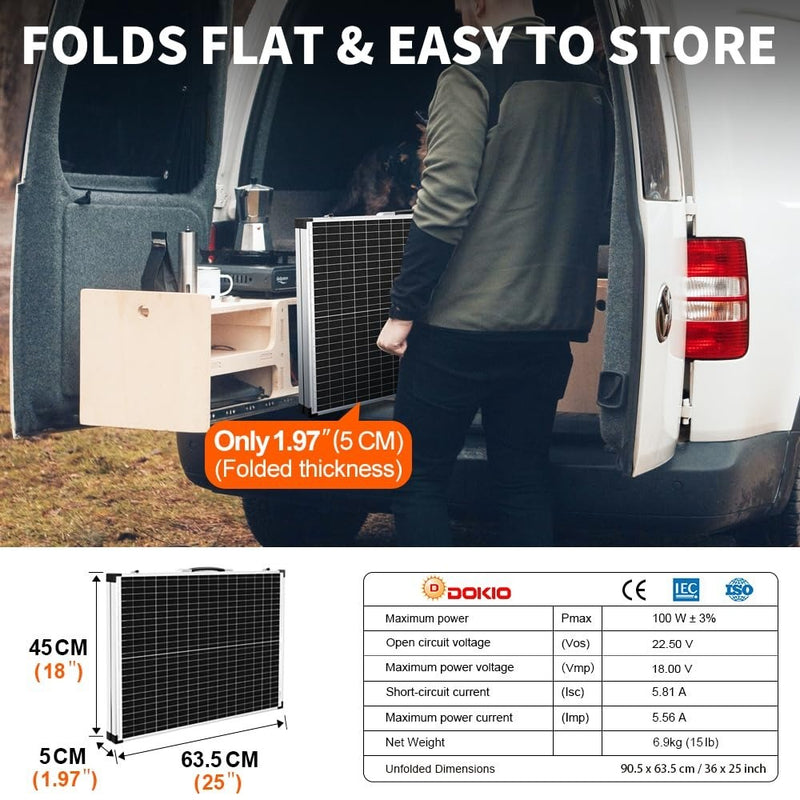 Portable Folding Solar Panel 100W DOKIO