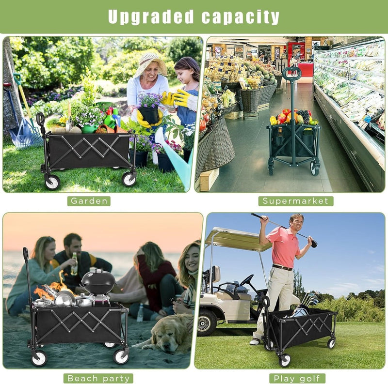 Folding Wagon Cart on Wheels Black