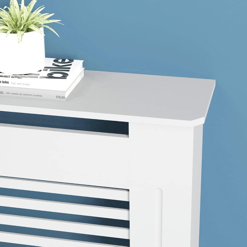 High Radiator Cover Wood Cabinet White Small