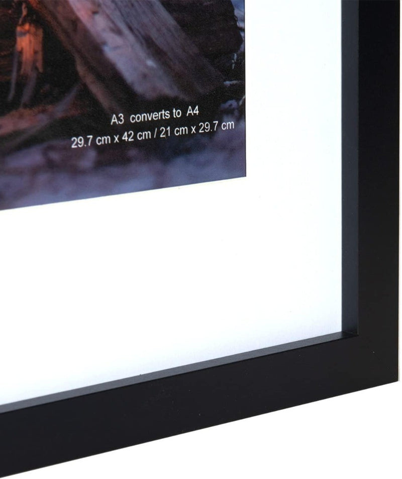 3 Pack A3 Picture Frames Black w/ White Mount