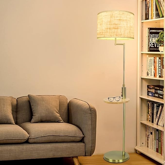 Copper USB Charge LED Floor Lamp with Table Iron