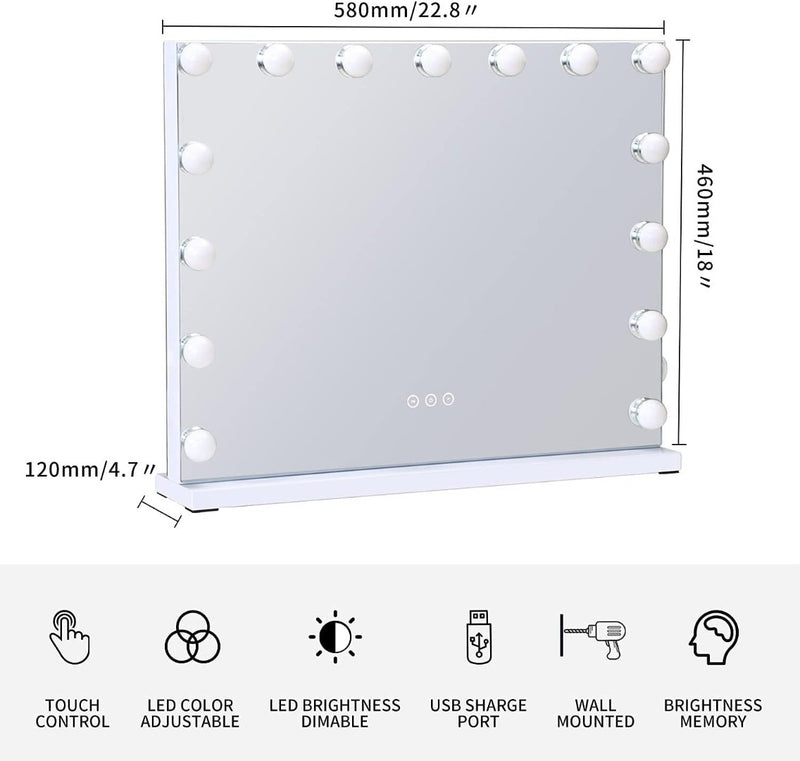 Vanity Mirror with Lights - 24x18inch