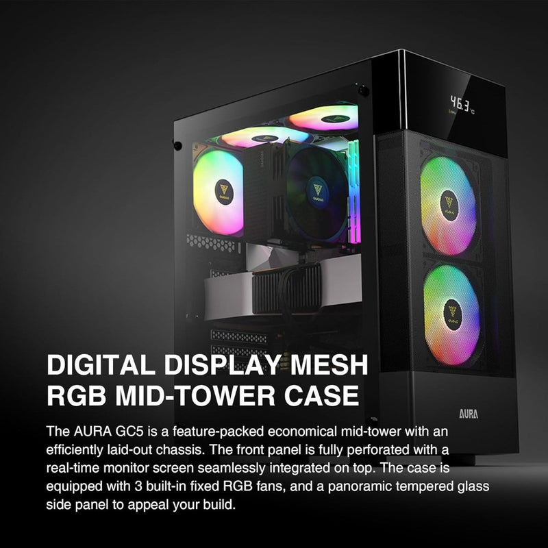 ATX Mid-Tower Gaming PC Case GAMDIAS AURA GC5